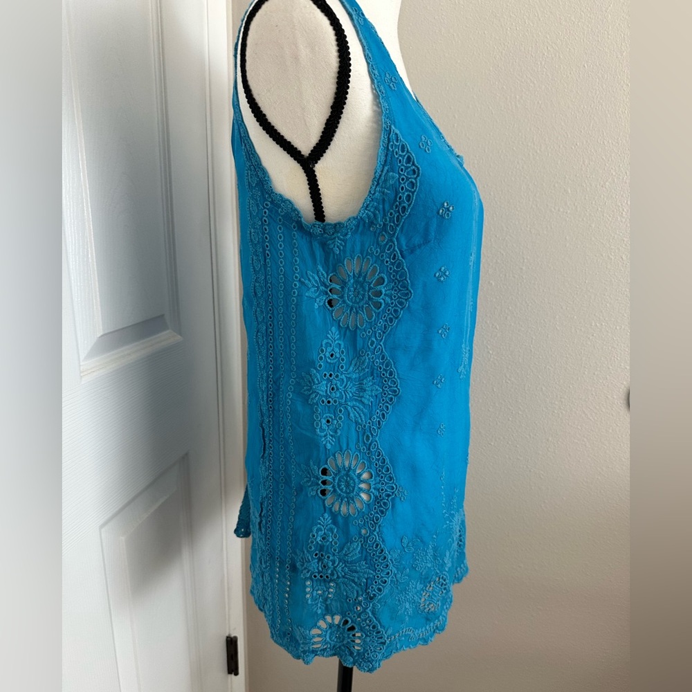 Johnny Was Teal Sleeveless Blouse - Picture 3 of 8